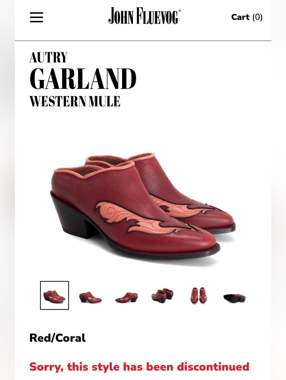John Fluevog Women's Autry Garland Western Mule Size 8 1/2 - Picture 9 of 9